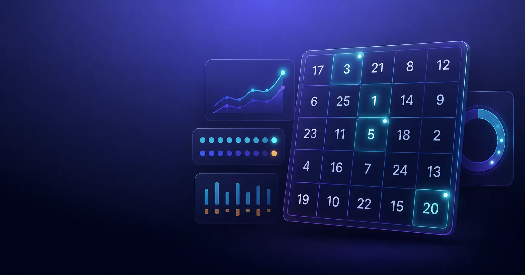 Schulte table progress tracking guide with a 5 by 5 grid and training metrics dashboard.